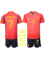 Španělsko Alvaro Morata #7 Domácí dres pro děti MS 2022 Krátký Rukáv (+ trenýrky)